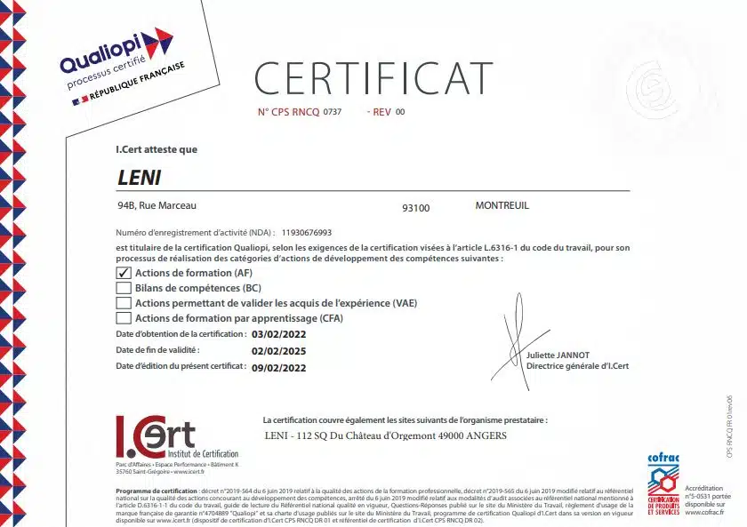 Certificat Qualiopi